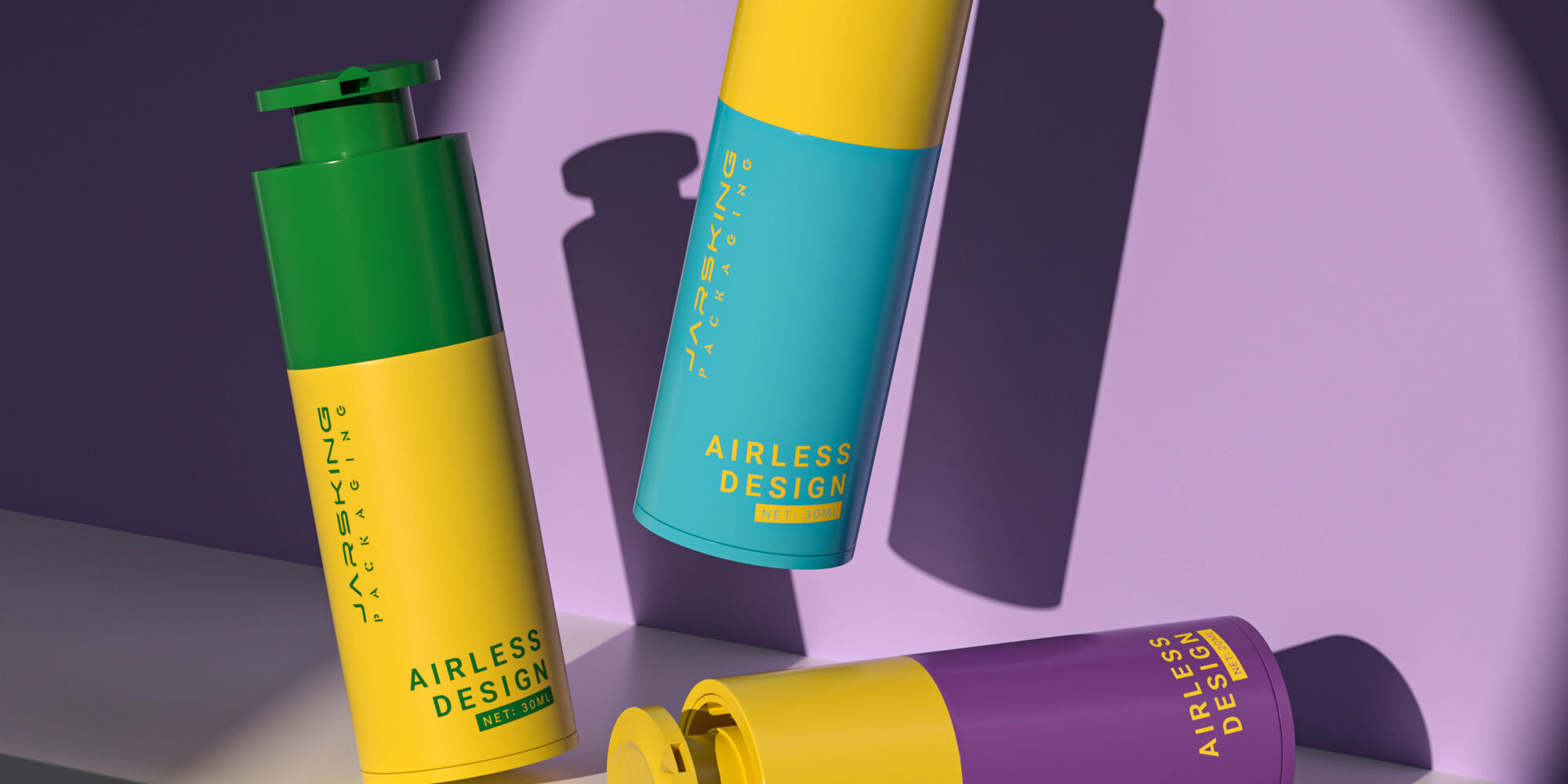 Bulk plastic airless packaging for skincare creams and serums