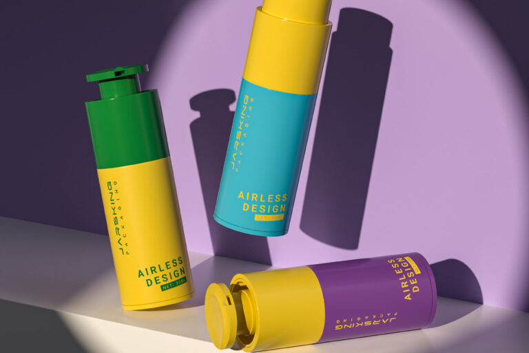 Bulk plastic airless packaging for skincare creams and serums