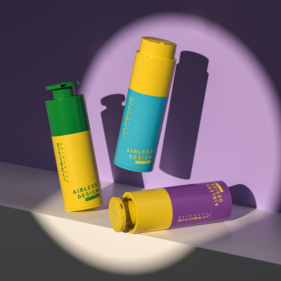 Bulk plastic airless packaging for skincare creams and serums