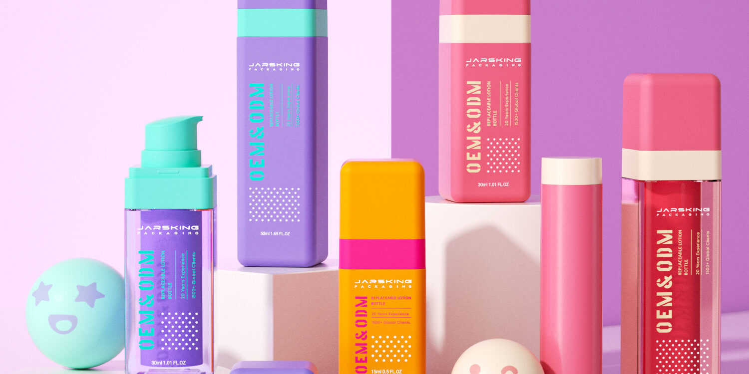 Custom colorful plastic skincare cosmetic bottle