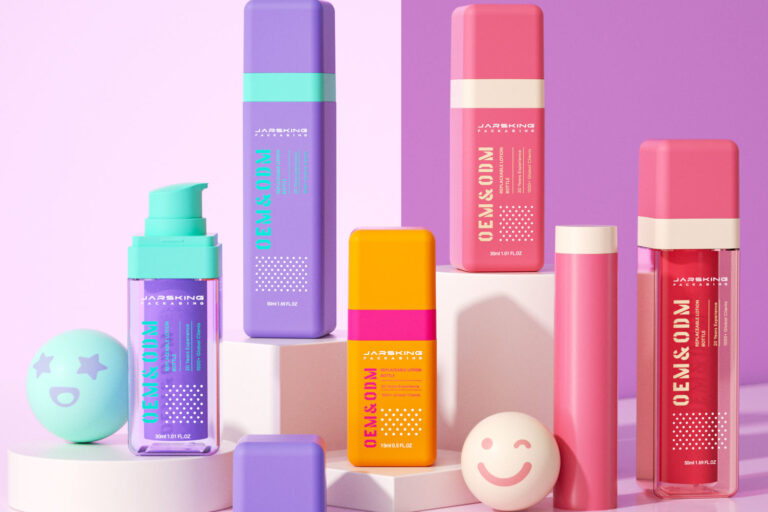 Custom colorful plastic skincare cosmetic bottle