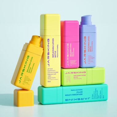 Custom colorful plastic skincare cosmetic bottle