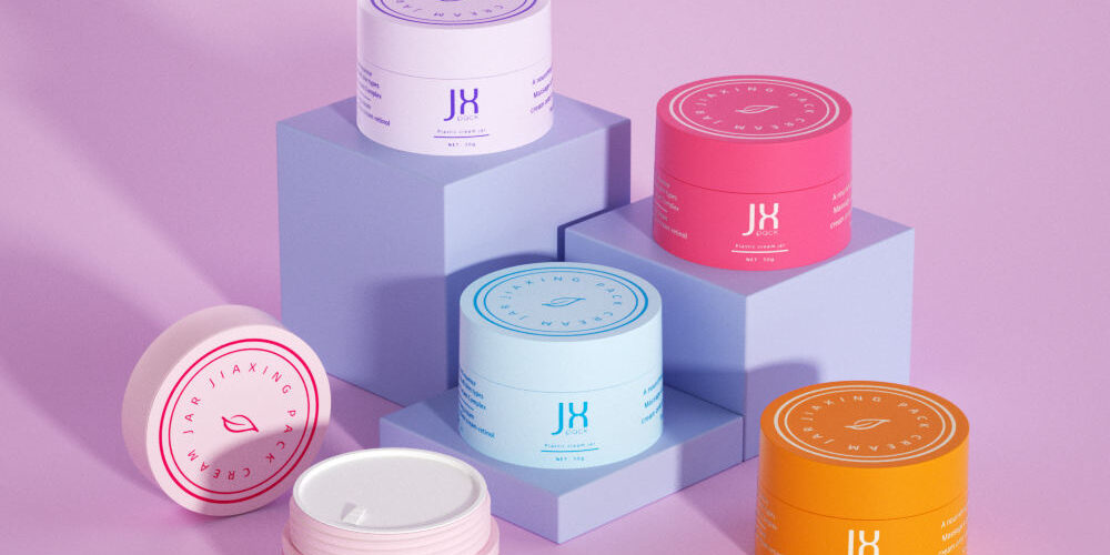 Luxury colorful plastic cosmetic jar with logo manufacturer