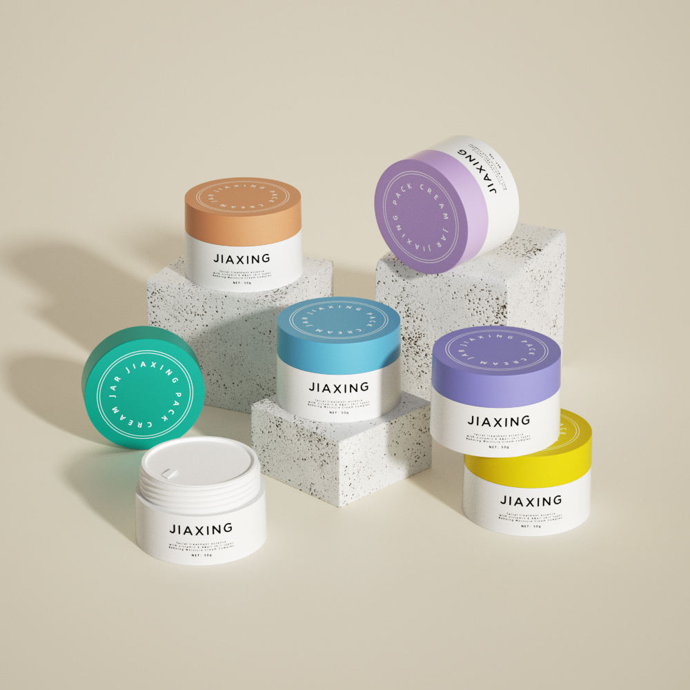 Luxury colorful plastic cosmetic jar with logo manufacturer