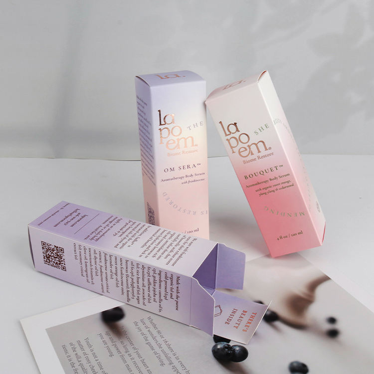 Full-color recyclable cosmetic packaging box with logo