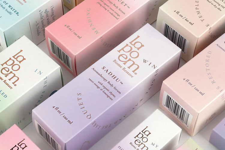 Full-color recyclable cosmetic packaging box with logo