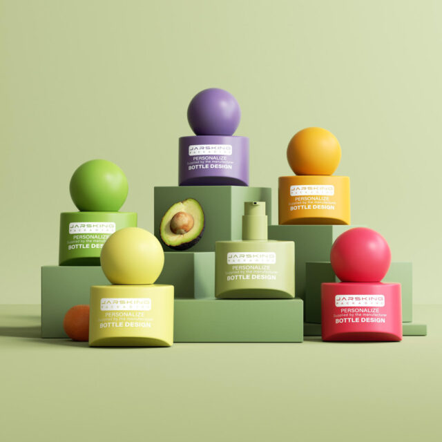 New Design 30ml Round Cap Glass Cosmetic Bottle Custom